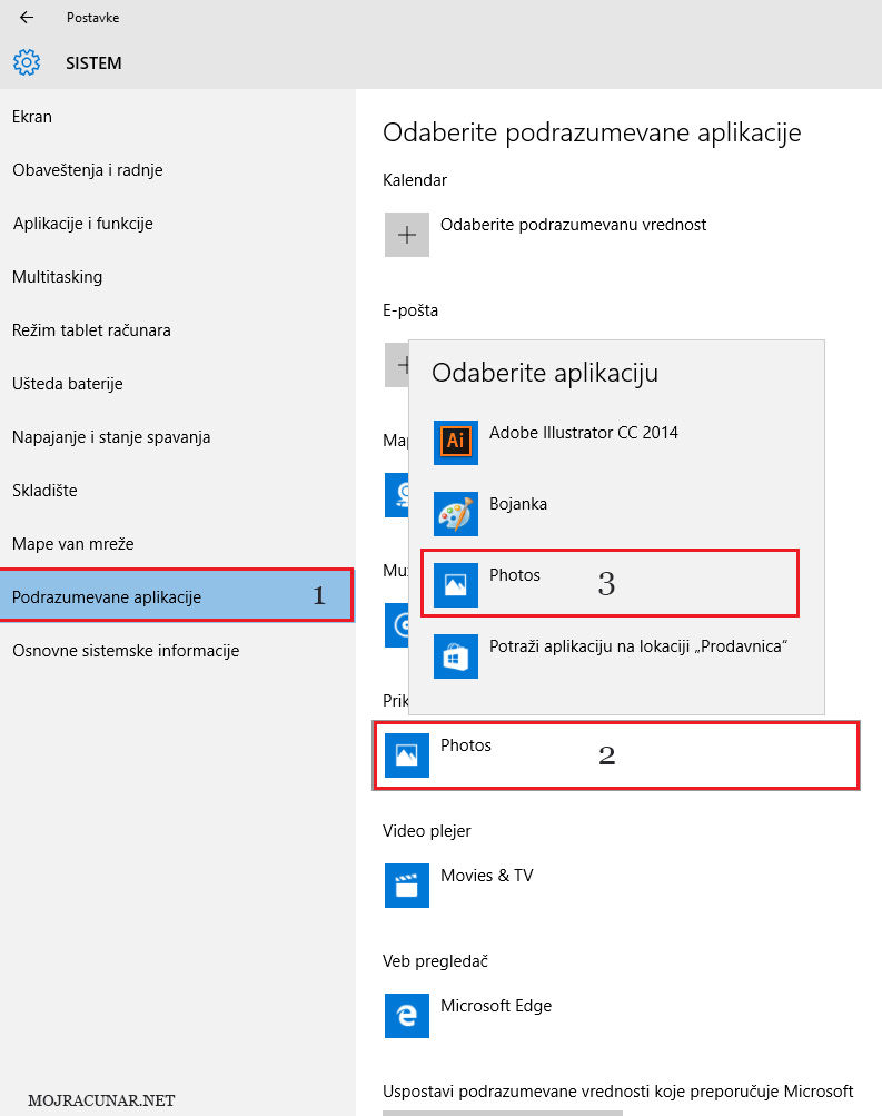 podrazumevane aplikacije