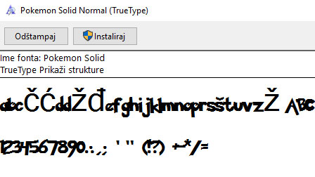 Instaliranje fonta